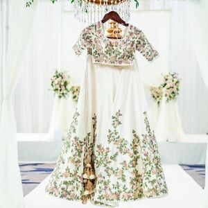 Ivory Floral Embroidered Lehenga Dress with Blouse